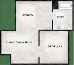 One Bedroom B 319 floor plan
